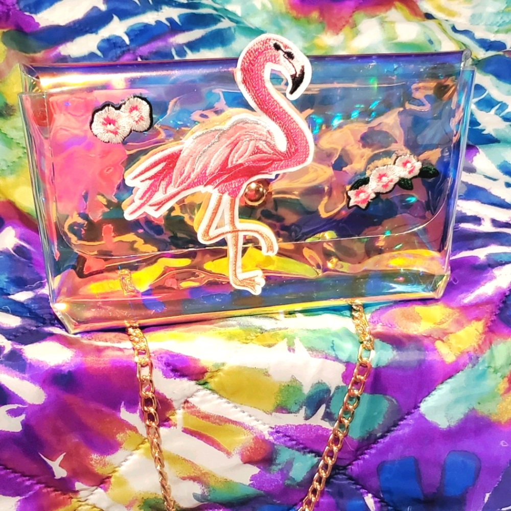 Flamingo crossbody purse.